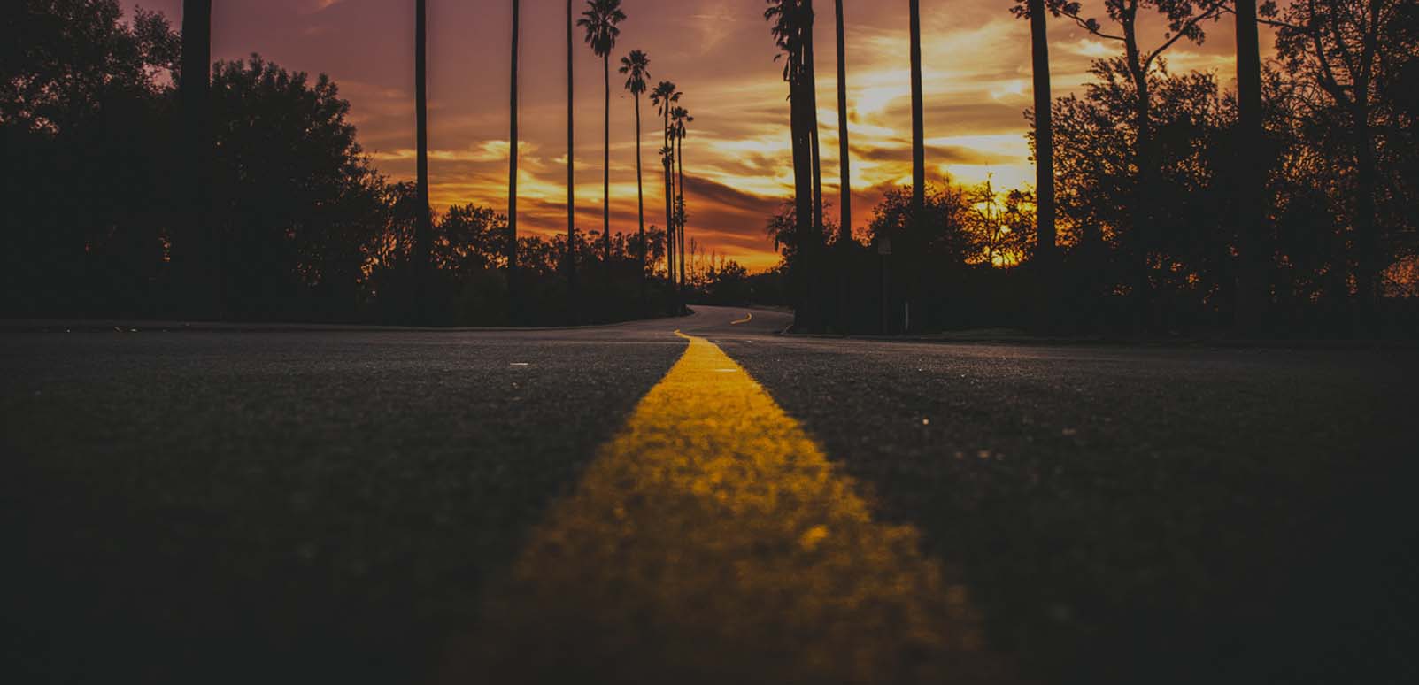 long road at sunset